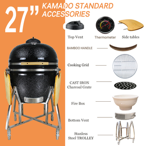 เตาบาร์บีคิวเซรามิก AUPLEX Big Joe <span class=keywords><strong>Kamado</strong></span> ขนาด 27 นิ้ว <span class=keywords><strong>XXL</strong></span> สำหรับใช้งานกลางแจ้ง ชุดอุปกรณ์ทำอาหารสำหรับบาร์บีคิวถ่านและรมควัน - Product Image 5