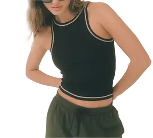 women's Round Neck Sleeveless Ribbed Custom Blank Workout Wear Sports Tank Top Fitness Crop Tops vest