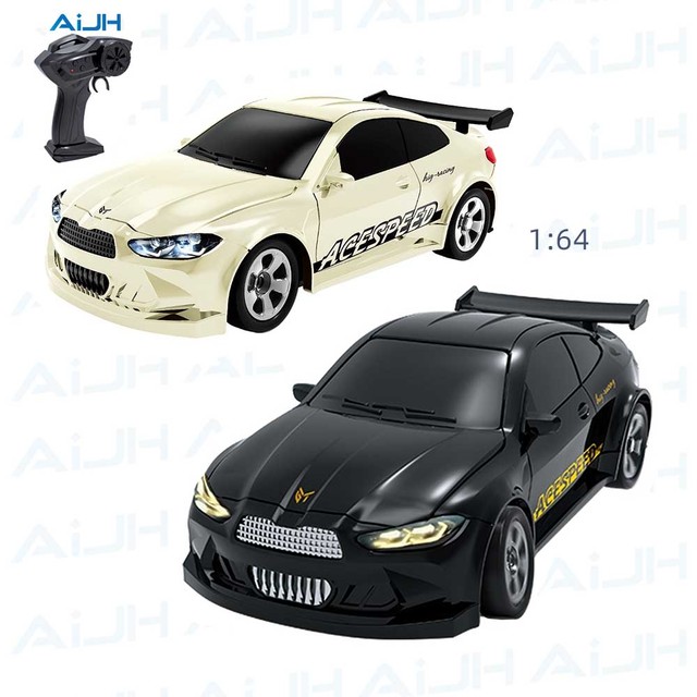 AiJH Mini 4WD 1:64 RC Drift Race Car LED Lights High-Speed Remote Racing Vehicle Model Charger Charging Rc Car for Children