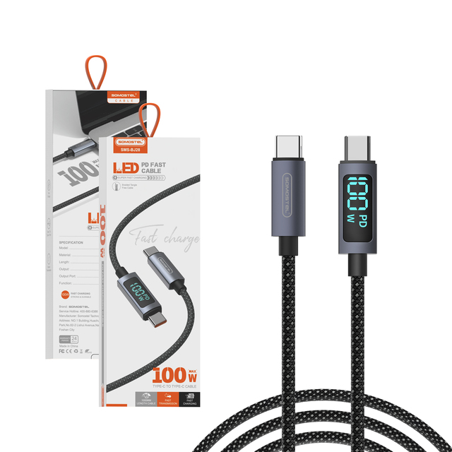 Somostel SMS-BJ28 LED Display Power Show PD 100W 27W USB Cable Smart LED Digital Data Cable for iPhone for Tablet