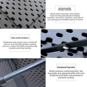 <span class=keywords><strong>Table</strong></span> de repas pliante <span class=keywords><strong>portable</strong></span> Senlaike pour l'extérieur, idéale pour la cour, le marché nocturne, la maison et le camping, avec chaises - Product Image 3