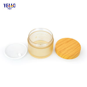 Pot à crème en PETG givré à paroi épaisse pour cosmétiques avec impression en grain de bois et bouchon à vis - Product Image 6