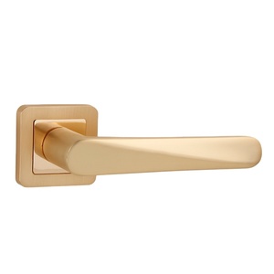 Manija de Puerta Moderna en Negro Mate con Acabado Dorado, de Aluminio, para Puertas de Apartamento, en Oferta - Product Image 1