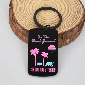 Wholesale Promotional Luxury Logo Black Keyring Custom Personalized Shape Electrophoresis Black Keychain
