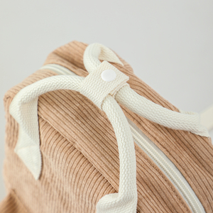 Новый коричневый вельветовый рюкзак маленького размера для детей с множеством карманов, с защитной застежкой и ручкой, школьный ранец - Product Image 5