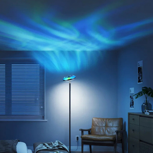 Modern Wave Pattern RGBIC <b>LED</b> Floor Lamp Projector <b>Corner</b> Floor Lamp Warm White Cool White Ambient <b>Lighting</b> for Living Room Bedr - Product Image 5