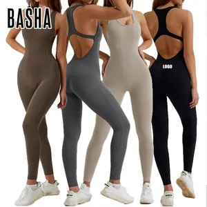 BASHAsports fabrika toptan tulum Activewear nefes yumuşak Yoga tek parça takım elbise sıkı spor giyim tulum kadınlar için
