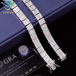 สร้อยข้อมือ/สร้อยคอแบบคิวบา ฮิปฮอป ประดับเพชรโมอิสซาไนต์ VVS รับรองโดย GRA เงินแท้ 925 ชุบทอง 18K ทรงบาแกตต์ เครื่องประดับคุณภาพสูง สำหรับทั้งชายและหญิง - Product Image 2