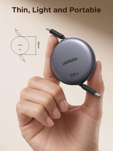 <span class=keywords><strong>สาย</strong></span><span class=keywords><strong>ชาร์จ</strong></span> <span class=keywords><strong>Ugreen</strong></span> 100W Nexode แบบยืดหดได้ USB-C <span class=keywords><strong>ชาร์จ</strong></span>เร็ว ถ่ายโอนข้อมูล หมุนได้ สีดำ 1 เมตร สำหรับ <span class=keywords><strong>iPhone</strong></span> MacBook และ iPad - Product Image 3