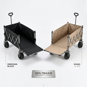 Extra Large Folding Camping Wagon Heavy Duty Outdoor 150KG Capacity Rear Opening Tailgate Black/<b>Khaki</b> 600D Oxford Fabric Canvas - Product Image 5