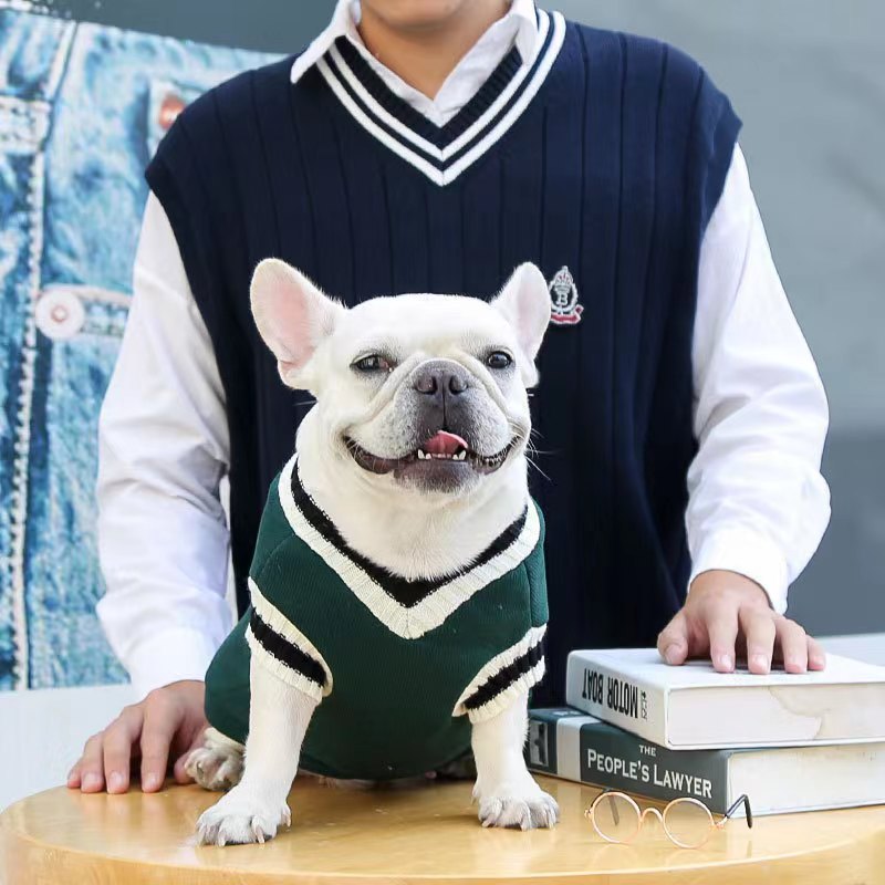 Trendy Pet Vest Preppy Style Knitted Waistcoat For Dog Cat