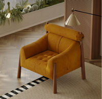 Mid-Century Modern Retro Einzels ofa Sessel Waxed Wood Klappbarer Lounges essel mit Vintage-Stil für Villa/Wohnzimmer Schlafzimmer