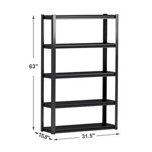 Estante metálico ajustable de 5 niveles DB, 63x31.5x15.8 pulgadas, estantería de almacenamiento con altura ajustable para sala de estar, dormitorio, cocina, garaje - Product Image 1