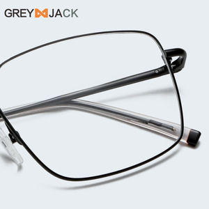 Montures de lunettes carrées en métal gris Jack Me2010, monture complète, verres anti-reflets, unisexe, design moderne - Product Image 3