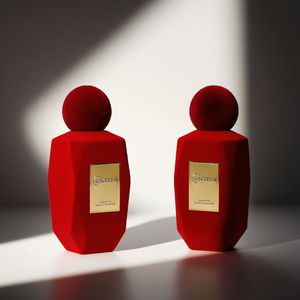 Botellas de Perfume Irregulares Rojas de Lujo Personalizables, Vacías, con Material Flocado, de 30 ml, 50 ml, 100 ml, y Tapas Flocadas - Product Image 3