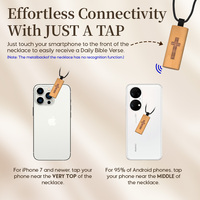 Collier RFID NFC en bois avec mini-étiquette : Accès facile aux versets bibliques, design haut de gamme, étanche, citations inspirantes