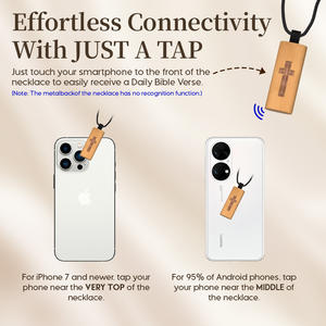 Collar NFC cruzado de madera Acceda sin esfuerzo a los versículos de la Biblia Diseño Premium con citas inspiradoras - Product Image 2