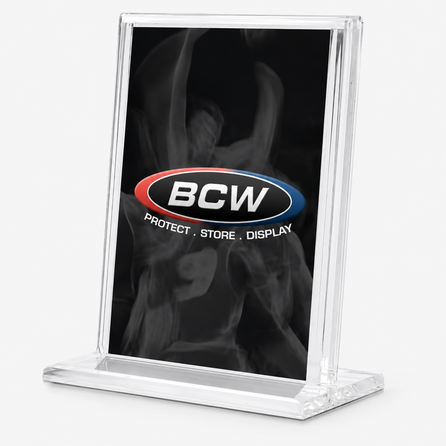 High Quality Custom Clear Acrylic Pokemon Game Trading Cards Display Stand Transparent Sports Card Holders with Solid White Base