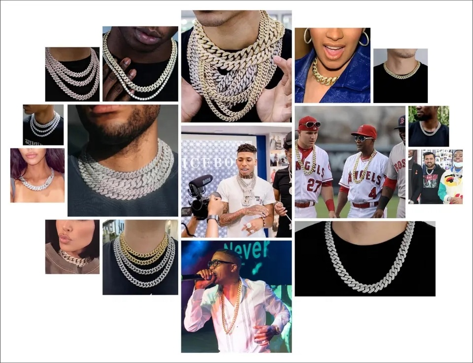 1,6 cm Mannen Ketting Neklace Mannen Hip-Hop Kettingen Gouden Ketting Bezaaid Zware Cubaanse Ketting HIP HOP Sieraden Kettingen-zilveren ketting 2,24 inch