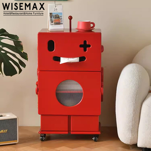 Muebles WISEMAX, Mesa Esquinera de Diseño Contemporáneo, Forma de Robot Amarillo, Cómoda Extraíble con 3 Cajones para Sala de Estar u Hotel - Product Image 4
