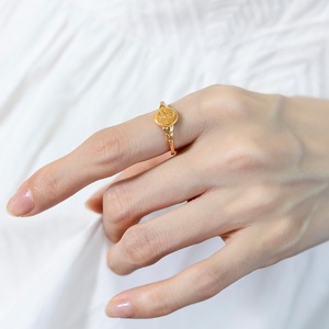 Joyería Bohemia inspirada en la naturaleza, anillo abierto de Plata de Ley 925 chapado en oro de 9K Vintage para regalo de mujer - Product Image 2