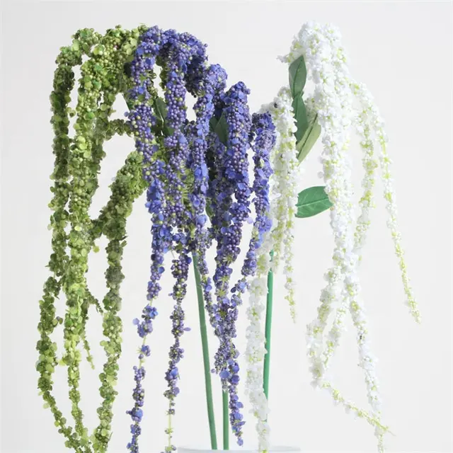 Busa buatan berkualitas tinggi tanaman gantung hijau dedaunan putih Amaranthus hijau untuk penataan bunga buket vas pernikahan
