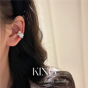 King Silver Jewelry <b>Cuff</b> <b>Earrings</b> S925 Sterling Silver Gold Plated Pearl Diamond Party Jewelry - Product Image 5