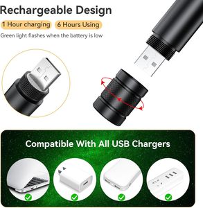 Puntero Láser Verde, Linterna Táctica, 2000M de Largo Alcance, Alta Potencia, Recargable por USB, con Tapa de Estrella y Enfoque Ajustable - Product Image 4