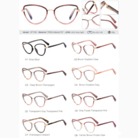 Monture de lunettes optiques œil-de-chat tendance pour femme en TR90 et métal avec charnière à ressort, anti-lumière bleue, motif uni