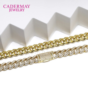Cadermay Cuban Chain Necklace 10mm Full Diamond Hip Hop Men's Jewelry Gold Silver Moissanite 20 22 24 Inch - Product Image 4