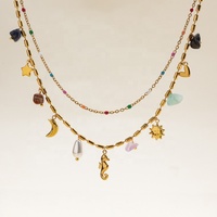 Collier pendentif croix en acier inoxydable plaqué or 18 carats avec cœur en CZ et perle, design classique pour femmes