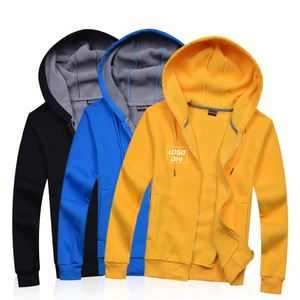 Sudadera con capucha personalizada de moda 2024, con cremallera, color liso, estilo urbano, unisex, al por mayor - Product Image 3