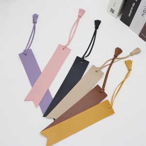 Marcadores de cuero PU con borlas en stock, encuadernadores de cuadernos, etiquetas para libros, clips para libros, impresión de logotipo disponible, regalos creativos. - Product Image 3