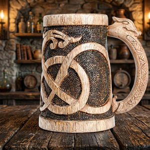 Handmade Polished Wooden <b>Viking</b> Drinking Mug Modern Tankard Reusable Eco-Friendly Microwave Safe Beer Wine Cup Home Camping - Product Image 3