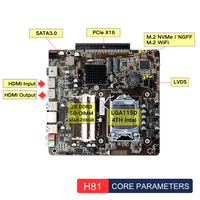 Mainboard Mini-ITX Tipis H81 Mendukung CPU Intel Generasi ke-4, Memori Dual Channel 2x DDR3, NVMe NGFF M.2, SATA3.0, Motherboard ITX H81