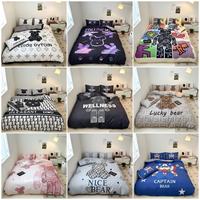 25 Set Sprei Minimalis Modern Empat Potong Empat Musim Bahan Katun Ramah Kulit 200TC Mewah Ringan Trendi Motif Kartun Kepala Beruang