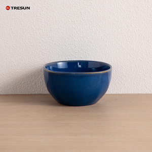 Service de table de luxe en grès réactif émaillé bleu profond, 16 pièces, comprenant des bols et des assiettes en céramique - Product Image 5