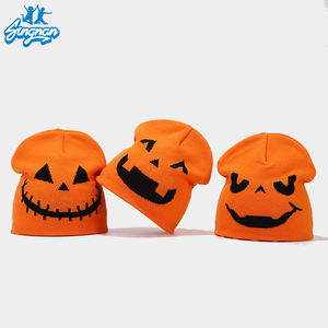 หมวกปาร์ตี้ฮาโลวีนพร้อมส่งหมวกถักแจ็คการ์ดฟักทองตลกทันสมัยมีสไตล์สตรีทฤดูใบไม้ร่วงฤดูหนาว - Product Image 1