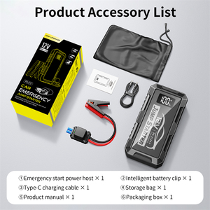 Démarreur de <span class=keywords><strong>batterie</strong></span> de voiture portable 12V 1000A de pointe, booster pour véhicules à essence, <span class=keywords><strong>batterie</strong></span> externe d'urgence avec lumière LED SOS - Product Image 3
