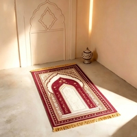Tapis de prière islamique moderne, lavable, imprimé en 3D, décoré de pompons, tapis de prière portable pour la maison, la mosquée, les voyages