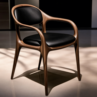 Fauteuil FYZK en bois massif style nordique minimaliste, dossier en cuir noyer, chaise d'appoint moderne pour salon, mobilier de maison OEM
