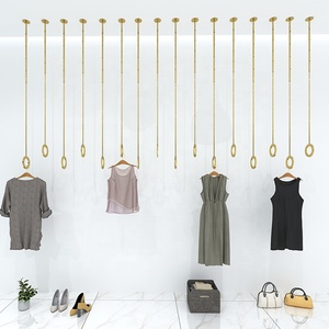Idee per nuovi prodotti espositori per negozio di abbigliamento negozio appendiabiti stand boutique gold clothing wall rack - Product Image 2
