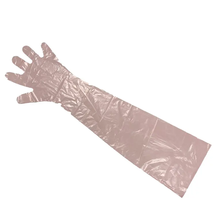 Food Service Plastic Disposable CPE Long house hold gloves with Embossed Surface Kitchen Washing