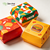 SenAng - Cajas para Hamburguesas Impresas Personalizadas al por Mayor, Cajas de Papel Kraft para Comida para Llevar, Cajas para Almuerzo