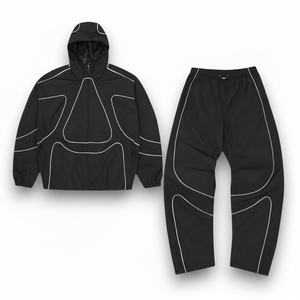 Chaqueta cortavientos transpirable personalizada hecha en fábrica, conjunto de dos piezas, OEM, venta al por mayor, pantalones superiores impermeables, chándales para hombres - Product Image 1