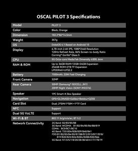 Teléfono Inteligente Oscal Pilot <span class=keywords><strong>3</strong></span> Resistente, 5G Android 15, Cámara Principal de Visión Nocturna de 20MP, Cámara de 50MP, 12+256GB, 7500mAh, NFC, 120HZ - Product Image 6