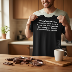 Camiseta con estampado de 'Estoy renunciando a comer chocolate durante un mes', camiseta divertida con humor para adultos, unisex - Product Image 3