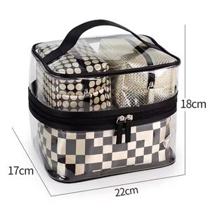 Sac de toilette en PU trois pièces très vendu, imperméable, personnalisable, élégant, simple, pour produits de soin de la peau et cosmétiques - Product Image 2