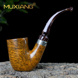 Muxiang Tobacco Pipe Bent Type 9mm Smoke Channel Acrylic Mouthpiece Smoking Pipe - Product Image 1