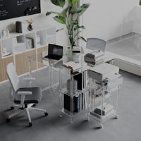 Escritorio de Oficina Exquisito de Fábrica, Escritorio de Computadora de Acrílico Personalizado, Mesa de Maquillaje Transparente de Tipo Abierto para Sala de Estar y Dormitorio